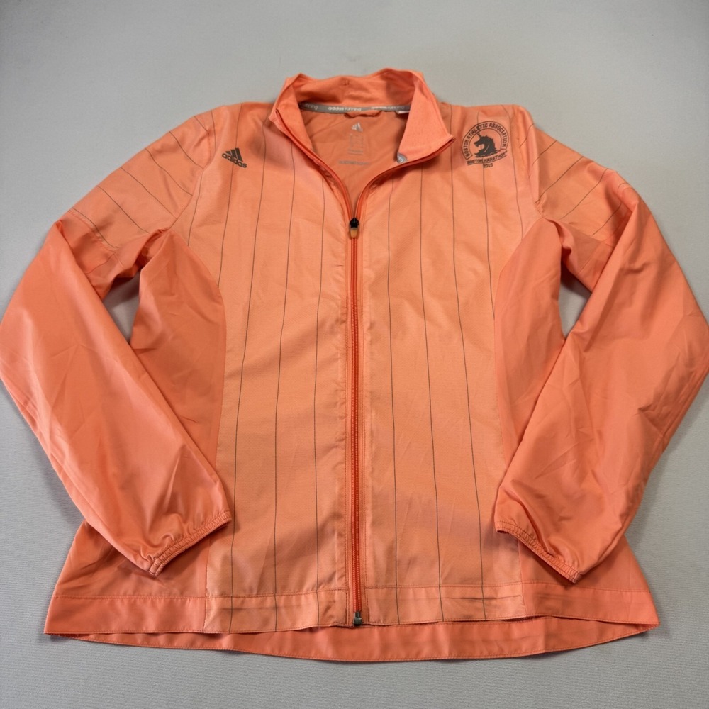 Adidas Boston Marathon 2015 Women' Windbreaker Running Jacket Peach Orange Large